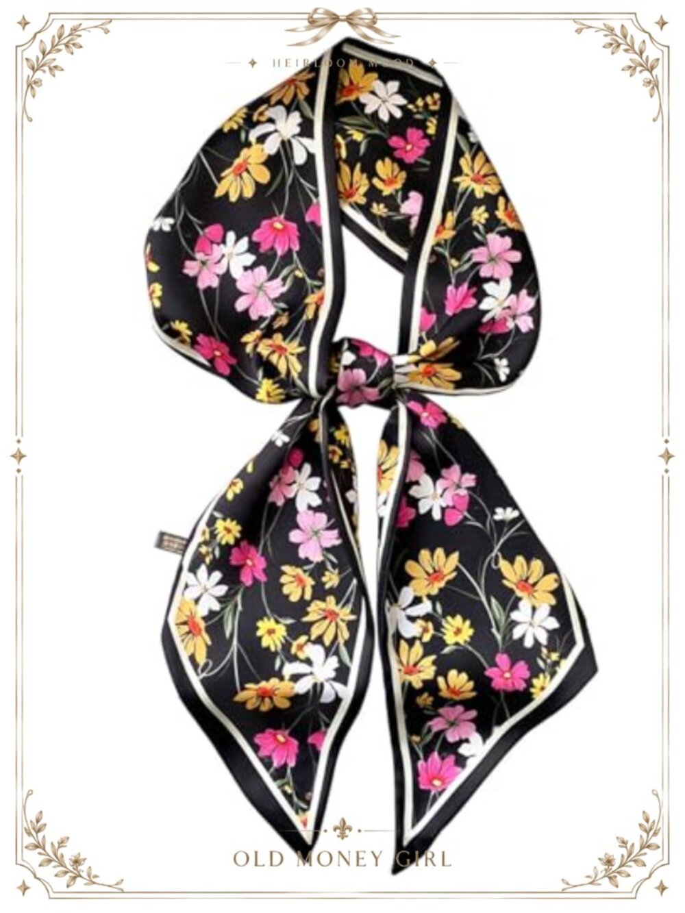 Satin Silk Feeling Long Scarf Polyester 59 x 5.9 inch Hair Bag Wrap Women